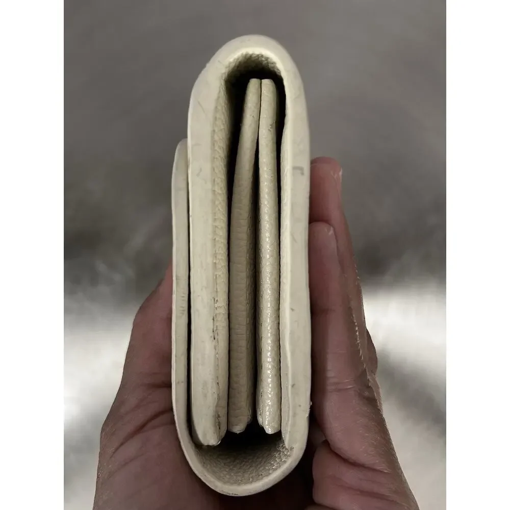 Moncrief London Larissa Italian Leather Wallet Cream Gold Tone Bifold